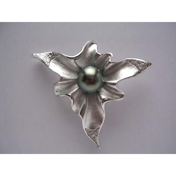 真珠 ブローチ パール 黒蝶真珠 真珠ブローチ パールブローチ 11.5mm