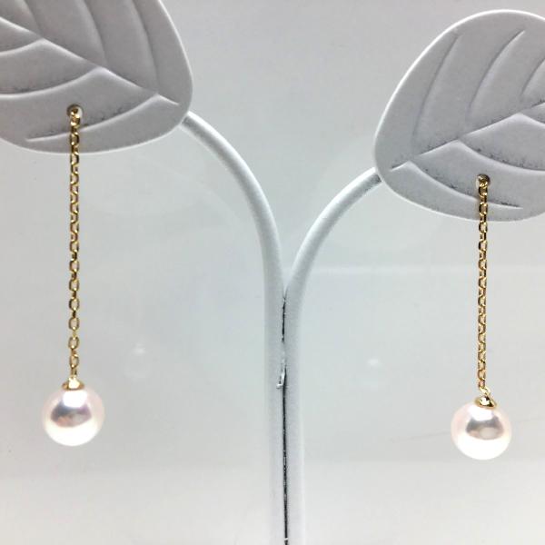 真珠 ピアス パール アコヤ真珠 チェーン 真珠ピアス パールピアス 5.0 