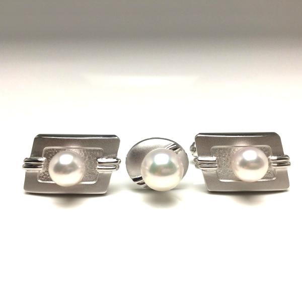 あこや真珠 ネックレス カフス ネクタイピン まとめセット 真珠 ネクタイピン パール アコヤ真珠 カフス セット 8.7mm