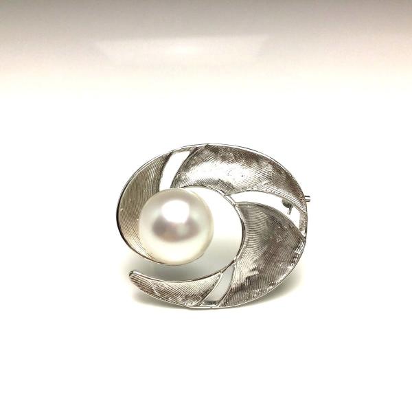 真珠 ブローチ パール 白蝶真珠 真珠ブローチ パールブローチ 13.3mm 