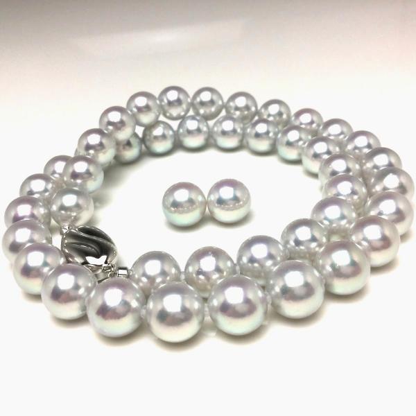 ブルー真珠ネックレスとイヤリングセット 6.0mmアコヤ真珠ネックレス＆イヤリング・ピアスセット | Moon