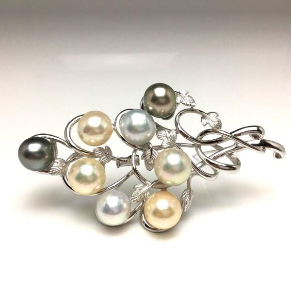 真珠 ブローチ パール 白蝶真珠 黒蝶真珠 真珠ブローチ パールブローチ