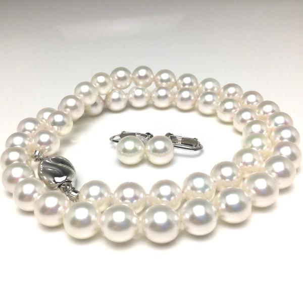 真珠 ネックレス パール 準花珠 テリ最強 アコヤ真珠 イヤリング or