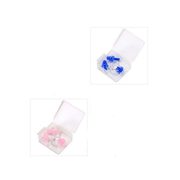 水泳に便利な耳栓・鼻栓セット。  これさえあれば耳や鼻に水が入らず、楽に泳ぐことができます。  また耳栓をすることにより中耳炎や、サーフィンイヤー（外骨症）の予防にもなります。コンパクトなハードケース（携帯ケース）入りのため、持ち運び、保管...