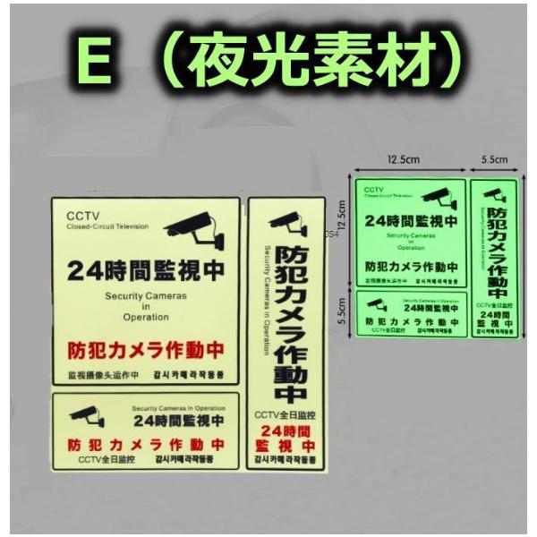 防犯カメラ ステッカー 蓄光 蛍光 夜光 光る3種セット 正方形 縦型