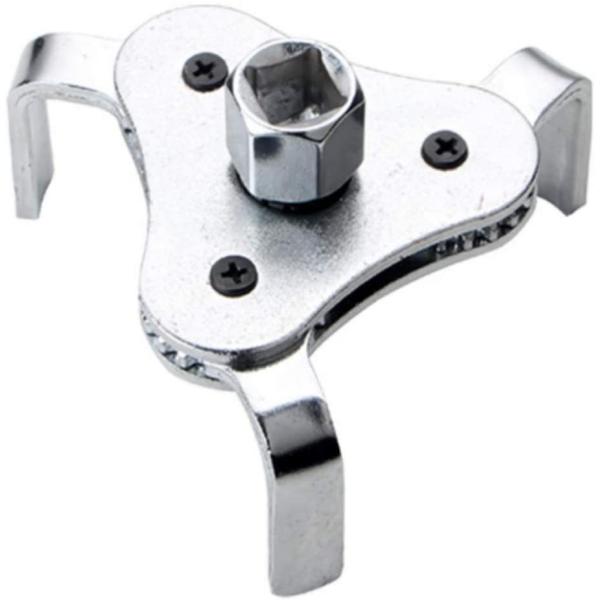 サイズ可変式で汎用性の高い三本爪式のオイルフィルターレンチです。差込角3/8"のラチェットでご使用頂けます。また付属のアタッチメントを取り付ける事で差込角1/2"または21mmの六角にも対応できます。本体サイズ：80×80×45mm対応サイ...