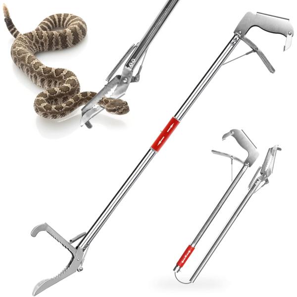 ● 長さ：1.5メートル● 離れた場所から安全にヘビを捕獲する事ができます。● 軽量で持ち運びに便利です。● 高品質のステンレス鋼製で軽量なので女性でも簡単に扱えます。● 手元握りを握るだけの操作で、先端ハサミ部分でヘビを簡単捕獲。● 錆な...