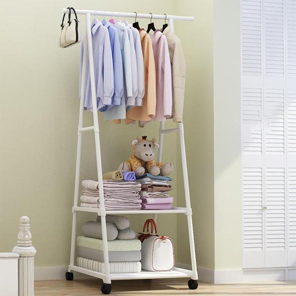 送料690円 ハンガーラック スリム 2段 頑丈 棚付き パイプハンガー