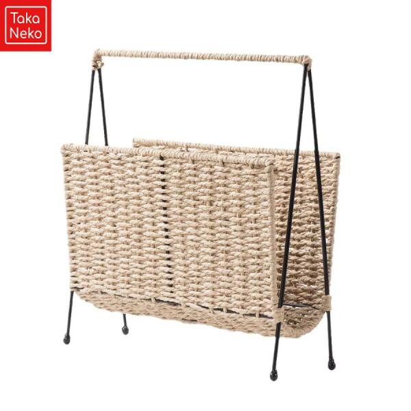 【パンフレットディスプレイスタンド】織物マガジンラックストレージスタンディングバスケット籐マガジンホルダー籐新聞ラックフロア狭い本棚ランドリーバスケット本ブランケット用、丈夫な素材で作られており、多機能で、家庭、ホテル、オフィスなどで使用で...