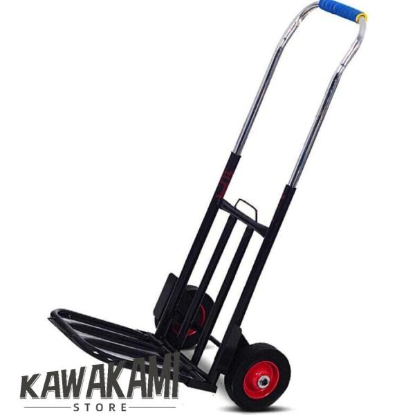 アルミニウム合金 軽量 折りたたみ 静音 ラバーホイールキャリー台車カート 家庭用(耐荷重 200kgブラック)