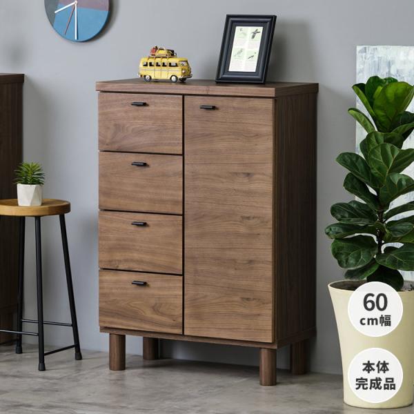 -ブランド-ISSEIKI-シリーズ-CRAUL-素材-[ミディアムブラウン]天板：プリント紙化粧繊維板(木目)+面木前板：ウォルナット突板材繊維板脚部：ラバー無垢材側板：プリント紙化粧繊維板(木目共柄)引出し：プリント紙化粧パーティクルボ...