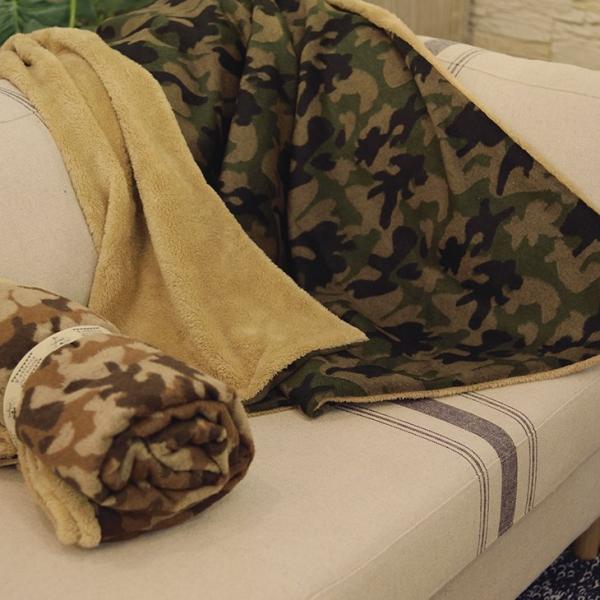 ブランケット 丸める 迷彩 カモフラ カモ柄 ひざ掛け ブラウン 茶色