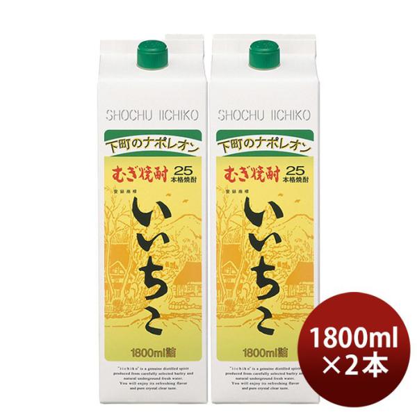 麦焼酎 いいちこ 25度 パック 1.8L 1800ml 2本 焼酎 三和酒類 お酒 の