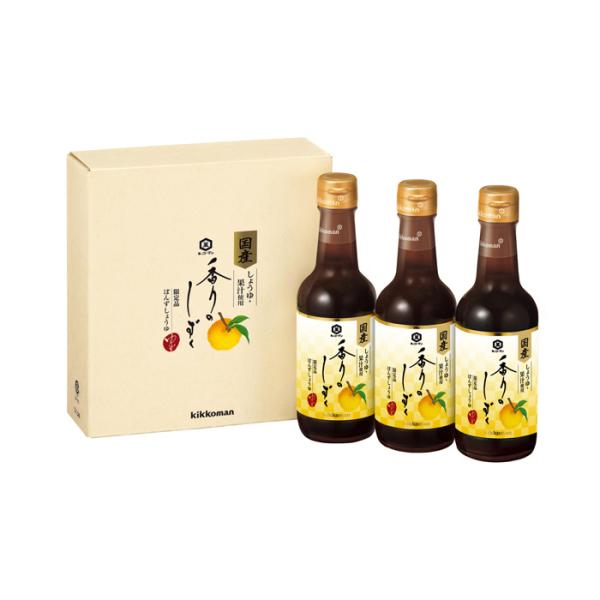 容量/入数：250ml×3本メーカー名：キッコーマン食品株式会社セット内容 ： ぽんずしょうゆ　ゆず250ml×3原材料 ： しょうゆ(本醸造)(大豆(遺伝子組換えでない)、小麦を含む)、ゆず果汁、醸造酢、砂糖、みりん、食塩、こんぶ、調味料...