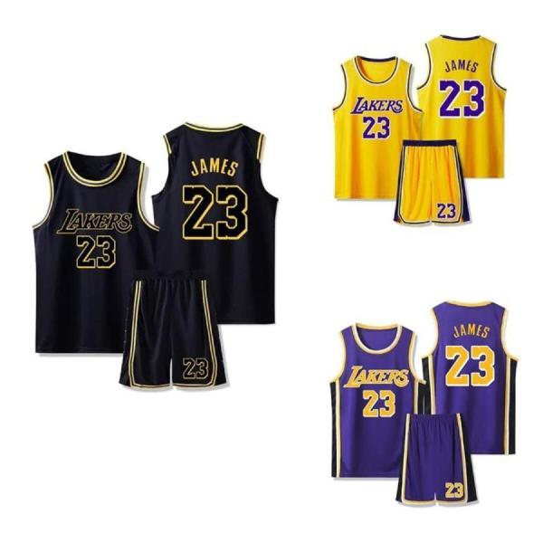 子供用 バスケットボール ジャージ NBA ロサンゼルス レイカーズ レブロン?ジェームズ 背番号23 子供用 ブトレーニングスポーツTシャツ