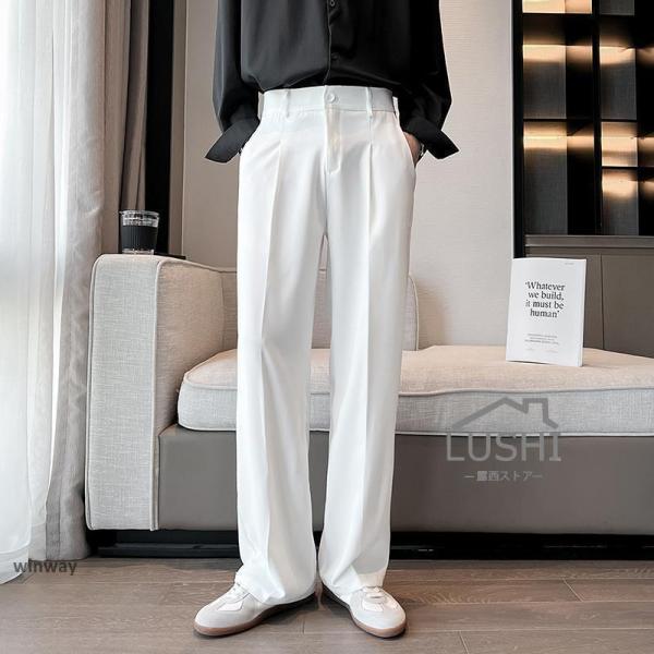 パンツ メンズ ロングパンツ スラックス チノパン カジュアルズボン ストレート 黒 白 グレー ダンスウェア 発表会 フォーマル 通学 通勤