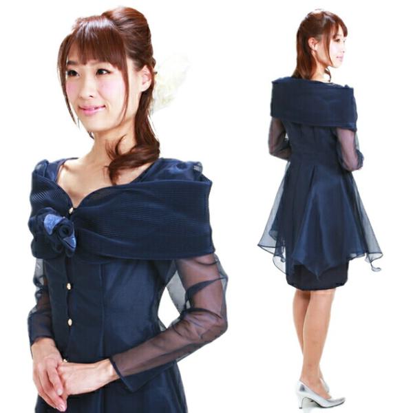 商品番号:FAV0707【　パーティドレスレンタル　】■ カラー：紺■ 素材：ポリエステル(コサージュ、ボレロ付き)■ デザイン：ワンピース■ サイズ：7号-9号／バスト：〜90cm／ウエスト：〜66cm／ヒップ：〜94cm※商品の色につき...