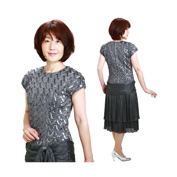 フォーマル レディース レンタル 結婚式 服装 9号-11号 シルバー ワンピース v-1157c 50代 60代 母親 送料無料 ドレス