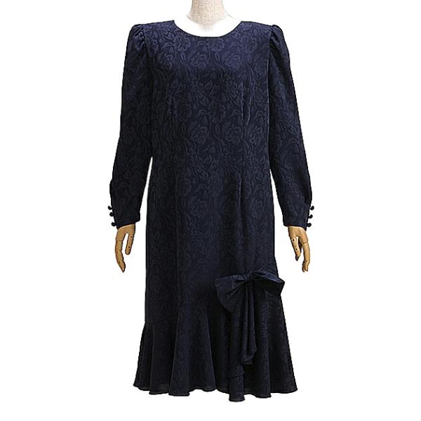 フォーマル レディース レンタル 結婚式 服装 13号-15号 大きいサイズ 紺 ワンピース 58180 50代 60代 母親 送料無料 ドレス