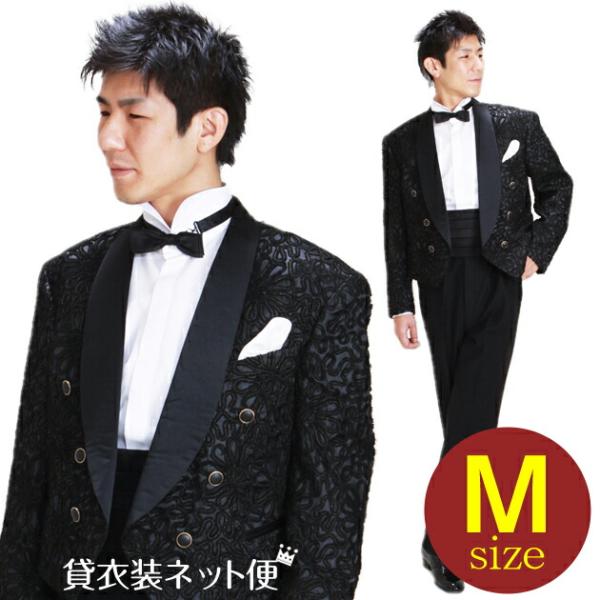 スペンサー タキシード レンタル M・Lサイズ 165cm〜172cm 黒ゴールド NT-999998 あすつく対応 往復送料無料
