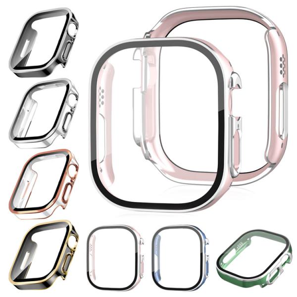 Apple Watch Series 9/8/7/Ultra 2/1 ケース カバー メッキ 強化ガラス使用 全面保護 液晶保護ケース アップルウォッチ シリーズ9/8/7/ウルトラ2/1