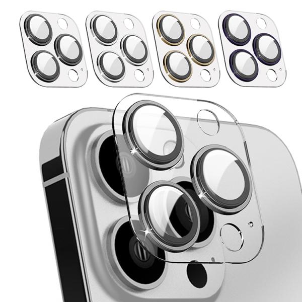 iPhone14/14 Plus/14 Pro/14 Pro Max カメラレンズカバー レンズ保護 アルミ 金属性 強化ガラス付き レンズプロテクター クリア 透明 ベゼルApple アップル