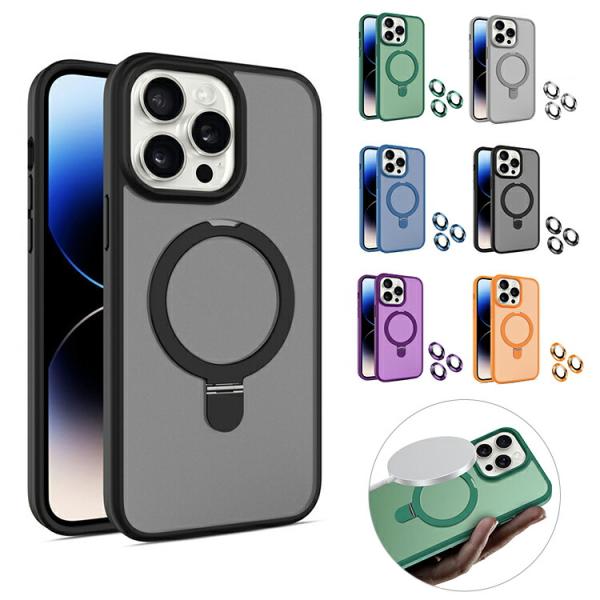 iPhone17 ケース 半透明 マット 耐衝撃 カバー 17 Air/17 Pro/17 Pro Max レンズカバー付き Qi充電 ワイヤレス充電 対応 一体型リング付き スタンド機能