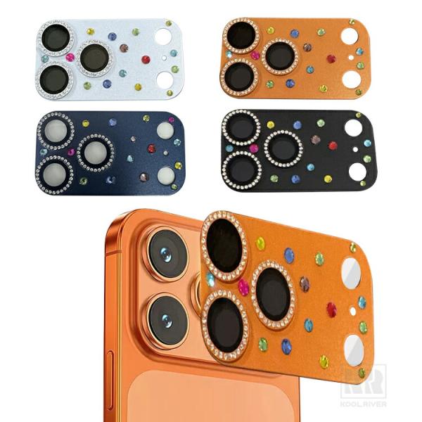 iPhone17 Pro対応 カメラレンズカバー 17 Pro Max アルミ + 強化ガラス ラインストーン かわいい レンズ保護 キラキラ おしゃれ レンズカバー メタル