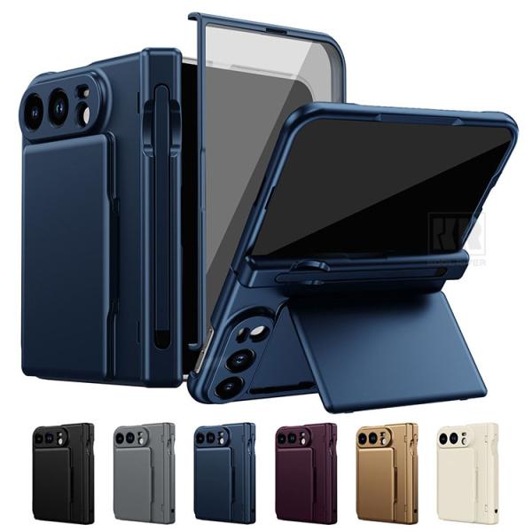 iPhone Duo ケース カバー 折りたたみ型 強化ガラスフィルム付き 強化ガラス+プラスチック スタンド機能 カード収納 ペン収納 タッチペン付き