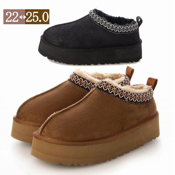 レディース あったか スリッポン フェイクムートン デザイン
