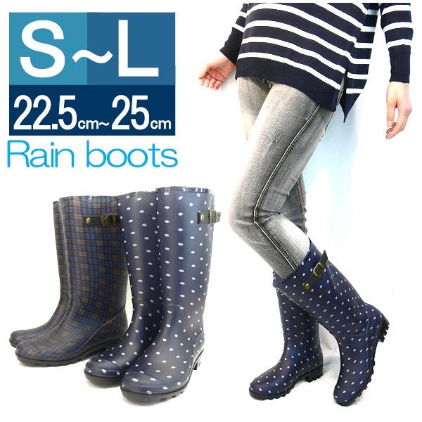 レインブーツ レディース ロング ジョッキー 水玉 ドット