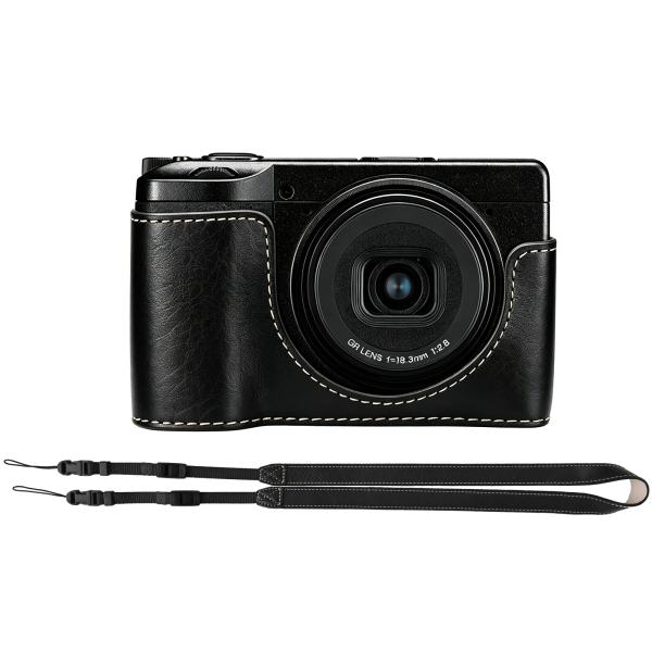 リコー 用 Ricoh 用 GR III/GR IIIx/GR IV 用 カメラ ケース ITARUKEN PUレザー gr iii gr iv ショルダーストラップ付き ブラック