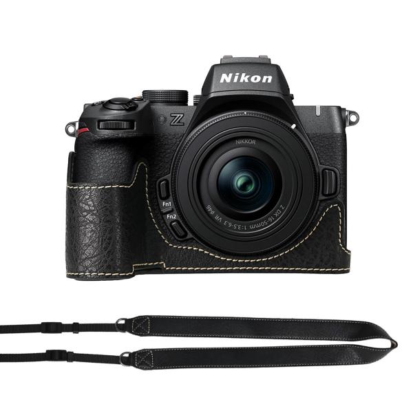 ニコン NIKON Z50II 用 カメラ ハーフケース z50 ii 専用 カメラ ケース Ｚ５０ II z50ii カバー Z50 2代 PUレザー 保護 ショルダーストラップ付き ブラック