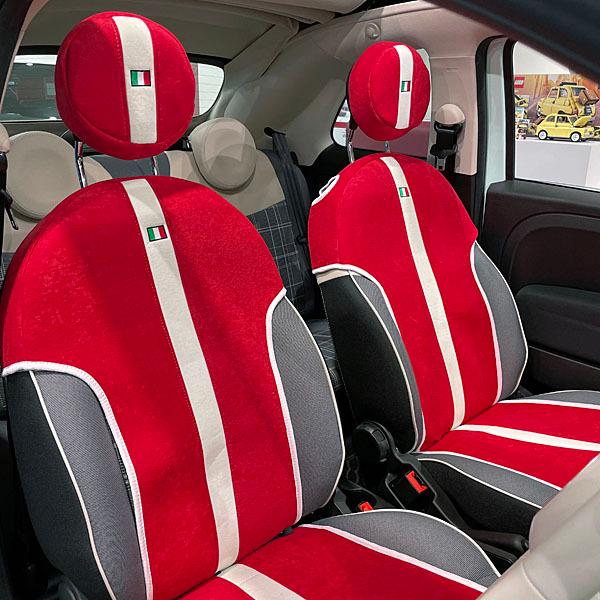 FIAT フィアット 500 シートカバー&ヘッドレストセット -SMOKING RED 