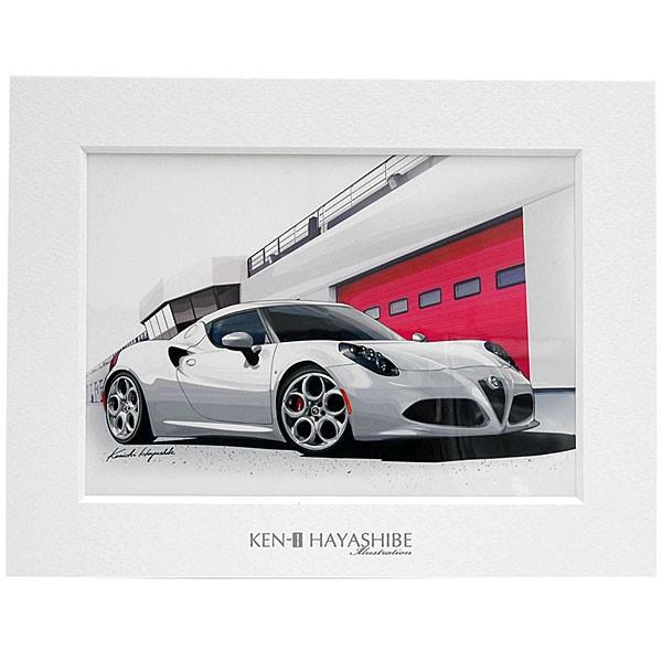 アルファロメオ（ALFA ROMEO） 4C(ホワイト)イラストレーション by林部 