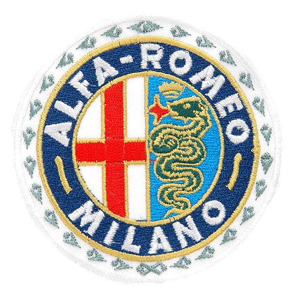 アルファロメオ（ALFA ROMEO） MILANOエンブレムワッペン(白枠/80mm