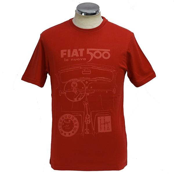 イタリア雑貨 FIAT（フィアット） フィアット純正 Nuova 500Tシャツ(レッド) 20680