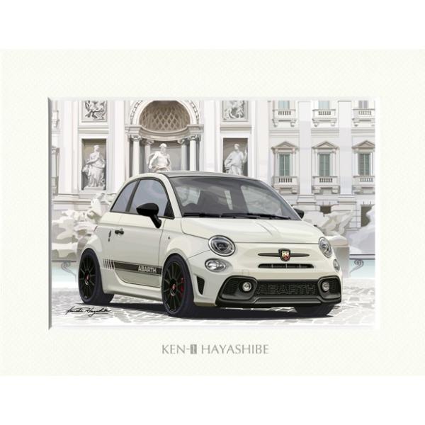 【塗装済み】FIAT ABARTH ボディ アバルト（ABARTH） 595 -シリーズ4-(ホワイト)イラストレーションby