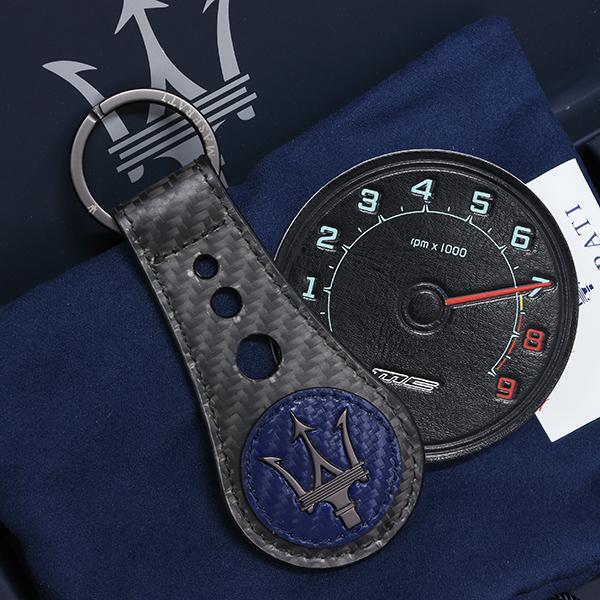 キーホルダー Maserati（マセラティ） マセラティ純正 カーボン&ブルー レザー