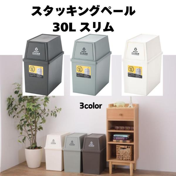 スタッキングペール 30L　LFS-760 ゴミ箱 ダストボックス 屋外 屋内 スタッキング ごみ箱 分別ゴミ箱 キッチン フラップロック スタッキングペール