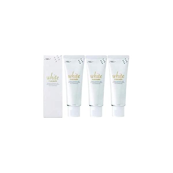 ルシェロ 歯みがきペースト ホワイト 3本　歯科専売　送料無料■特長弱アルカリ性のペーストで歯の汚れを浮かします。高濃度に配合した歯にやさしいLime粒子とブラッシングで落としにくい歯の汚れを落とします。むし歯の発生と進行を予防します。■内...