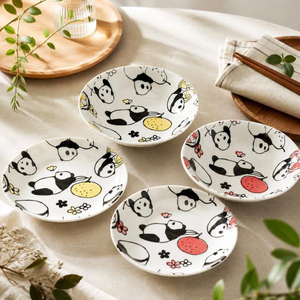 パンダ プレート＆ボール 4枚セット グッズ 食器 プレート ポップ かわいい 可愛い おしゃれ 陶器 磁器 日本製 プレゼント ギフト お祝い セット 送料無料