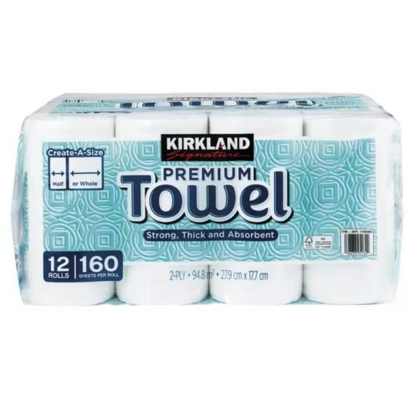 コストコで大人気のペーパータオル。プライベートブランド、カークランドシグネチャーのペーパータオルです。2枚重ねのシートで厚く、強く、高吸水。使用用途に合わせて1シートを半分に切って使えるよう、切れ目が入っております。1袋12ロール入り1ロー...
