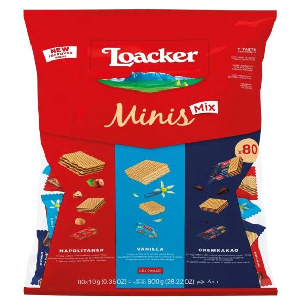 気軽なミニサイズのウエハースが3種類の詰め合わせ（ヘーゼルナッツ・バニラ・クリームカカオ）着色料・保存料・香料・水素添加油脂は一切、使用しておりません。ローカー独自のレシピで作られています 爆買