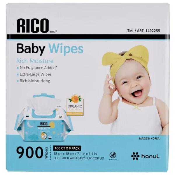 RICO ベビーワイプ内容量　900枚入（1枚：18cm×18cm）発送の時期により、パッケージのデザインが変更となる場合がございます。 爆買