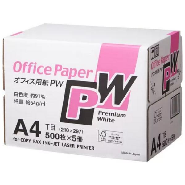 （オフィス用紙 A4 500枚×5冊 Premium White）Office用紙 2500枚 高白色度90% 64g/1m2 サイズ コピー 事務用品 パソコン ペーパー 用紙 紙 コストコ 572120