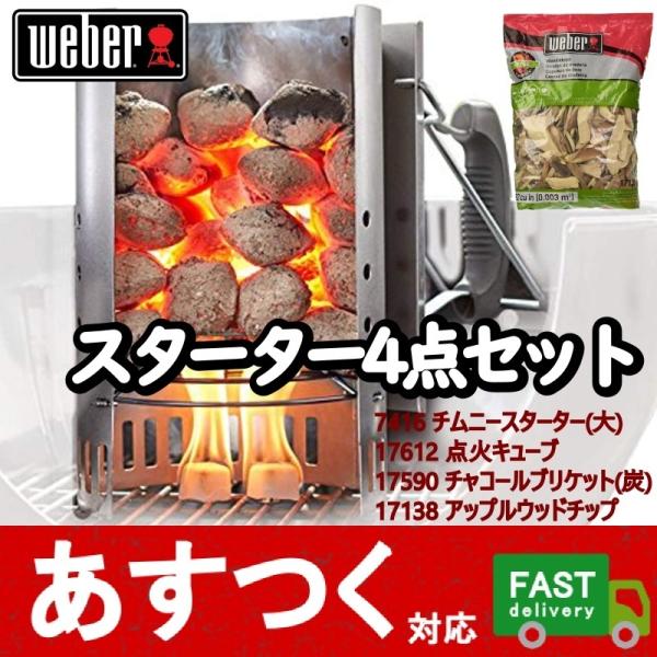 4点セット Weber チムニースターター 着火剤 炭 スモークチップ ウェーバー 火起こし器 点火キューブ48個 チャコールブリケット4kg アップル コストコ I Co1776 アイテンプ 通販 Yahoo ショッピング