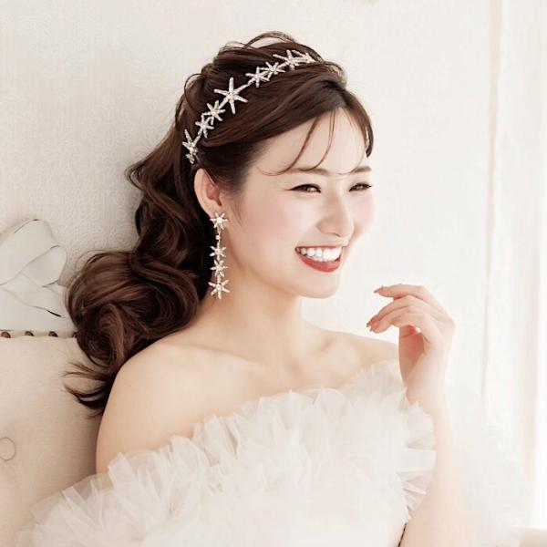 商品発送元：ANNAN WEDDINGバッグ・靴・小物WEDDING ACCESSORYスターモチーフのハイクラス感のあるカチューシャ カチューシャ RO33DESIGN今憧れの韓国花嫁風のコーディネートに！キラキラの星のモチーフカチューシ...