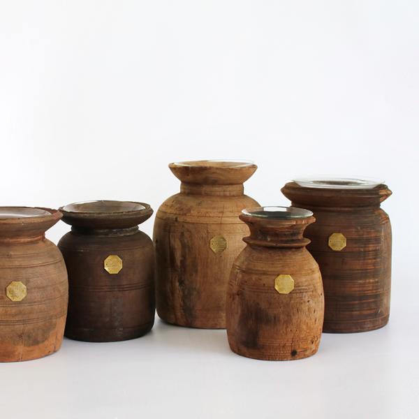 PUEBCO プエブコ｜VINTAGE WOODEN POT W/GLASS CYLINDER : shopooo by