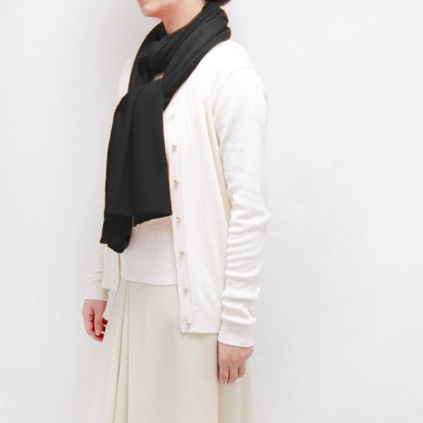 マフラー カシミヤウール混 New ブラック カシミアが得意なミラノの